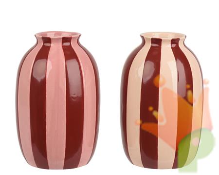 VASO IN CERAMICA CON LINEE VERTICALI 15,3X25,2CM 2ASS