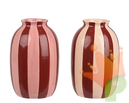 VASO IN CERAMICA CON LINEE VERTICALI 13,6X21CM 2ASS