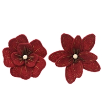 FIORE CON CLIP IN VELLUTO ROSSO 20CM 2ASS