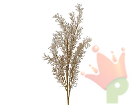 RAMO CON FOGLIE INNEVATO CREMA 64CM