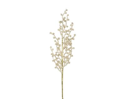 RAMO CON BACCHE ORO INNEVATO CON PERLINE 77CM