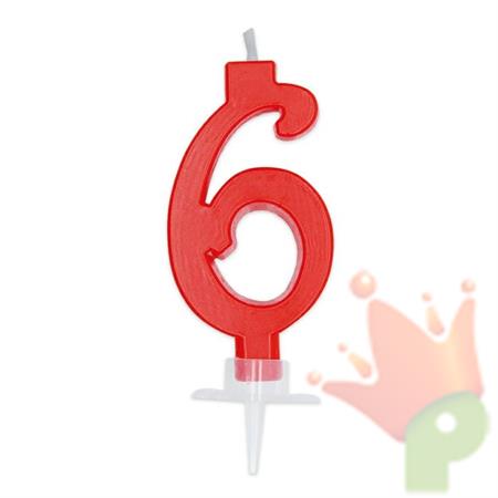 CANDELINA NUMERO 6 CERA ITALIC ROSSA 7CM