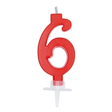 CANDELINA NUMERO 6 CERA ITALIC ROSSA 7CM