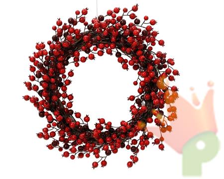 GHIRLANDA FUORIPORTA BACCHE ROSSO 40CM