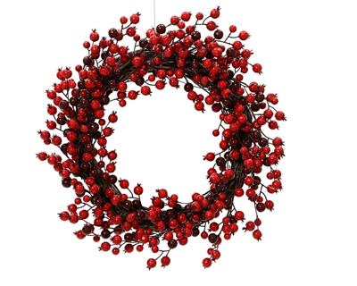 GHIRLANDA FUORIPORTA BACCHE ROSSO 40CM