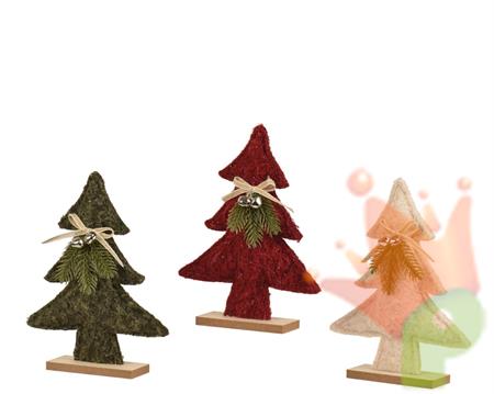 ALBERO CON BASE CON FIOCCO IN JUTA E CAMPANELLE 33,5CM 3ASS