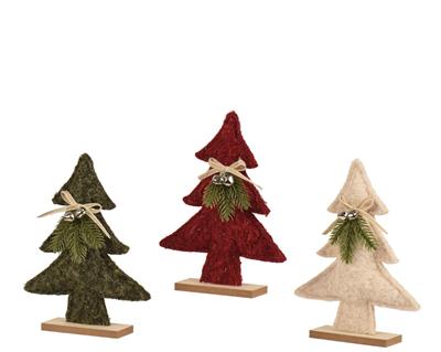 ALBERO CON BASE CON FIOCCO IN JUTA E CAMPANELLE 33,5CM 3ASS