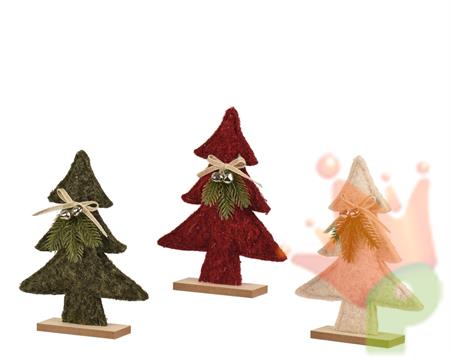 ALBERO CON BASE CON FIOCCO IN JUTA E CAMPANELLE 21CM 3ASS
