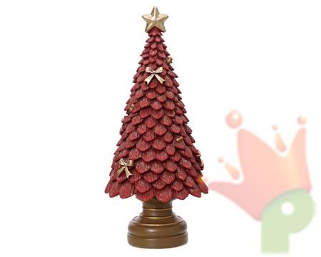 ALBERO DECORATIVO CON STELLA ROSSO GLITTERATO 23CM