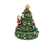 ALBERO CON FIGURE NATALIZIE CON MUSICA VERDE GLITTERATO 16CM
