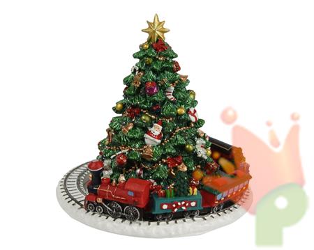 ALBERO CON TRENO E FIGURE NATALIZIE CON MUSICA 16CM