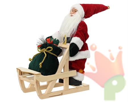 BABBO NATALE CON SLITTA ROSSO 25X12X35CM