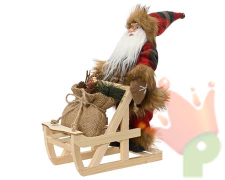 BABBO NATALE CON SLITTA SCOZZESE 25X12X35CM