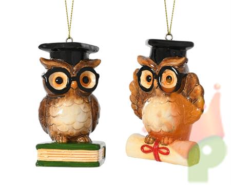 PENDENTE GUFO CON LIBRO 9CM 2ASS