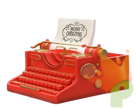 MACCHINA DA SCRIVERE MERRY CHRISTMAS ROSSO 30,4X28,5X21,6CM