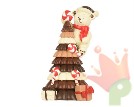 ALBERO CON ORSETTO TEMA DOLCI MARRONE 17,5CM