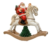 BABBO NATALE CON CAVALLO A DONDOLO 50CM