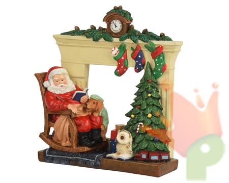 BABBO NATALE CON CAMINO SCENARIO NATALIZIO 8,5X27X28,5CM