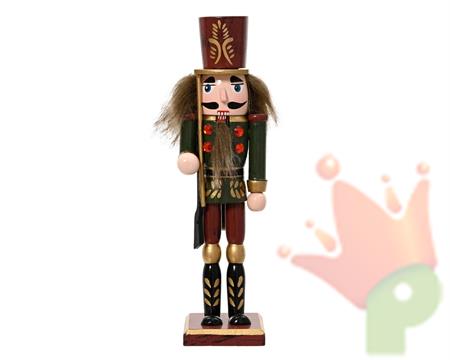 SOLDATINO SCHIACCIANOCI IN LEGNO VERDE/ROSSO 18CM