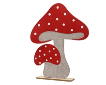 FUNGHI CON PALLINI BIANCHI IN FELTRO CON BASE 48CM
