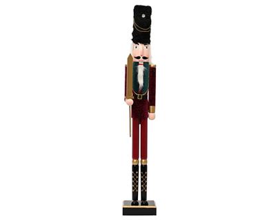 SOLDATINO SCHIACCIANOCI CON STRASS ORO IN VELLUTO ROSSO 48CM