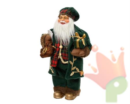 BABBO NATALE CON PACCO REGALO VERDE 30CM