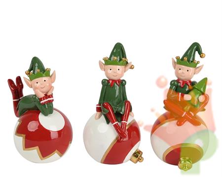 ELFO SU PALLINA 13CM 3ASS