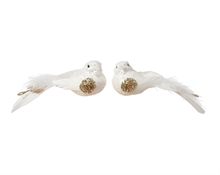UCCELLINO CON CODA BIANCO GLITTERATO ORO 12X4,5X4CM 2ASS