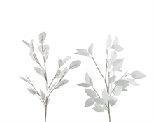RAMO CON FOGLIE BIANCO GLITTERATO 85CM