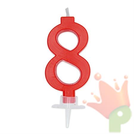 CANDELINA NUMERO 8 CERA ITALIC ROSSA 7CM