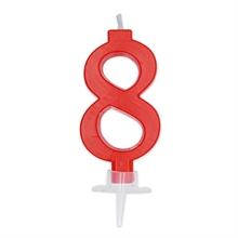 CANDELINA NUMERO 8 CERA ITALIC ROSSA 7CM