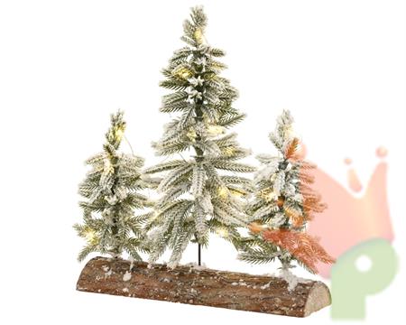 ALBERI INNEVATI CON BASE IN LEGNO CON MICROLED 28X10X30CM
