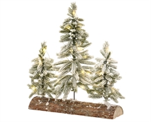ALBERI INNEVATI CON BASE IN LEGNO CON MICROLED 28X10X30CM