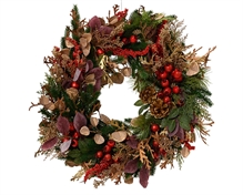 GHIRLANDA FUORIPORTA CON DECORAZIONI ROSSO/ORO 60CM