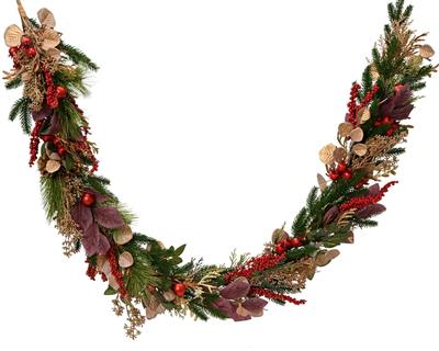 GHIRLANDA CON DECORAZIONI ROSSO/ORO 180CM