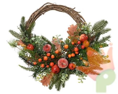 GHIRLANDA FUORIPORTA CON MELE E BACCHE 40CM