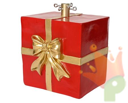 BASE PER ALBERO PACCO REGALO ROSSO/ORO 28X31,5X36CM
