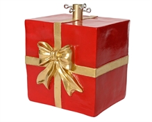 BASE PER ALBERO PACCO REGALO ROSSO/ORO 28X31,5X36CM