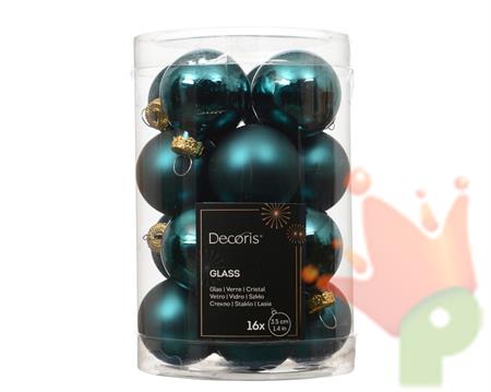 PALLINE DI NATALE IN VETRO VERDE SMERALDO 3,5CM 16PZ