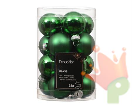 PALLINE DI NATALE IN VETRO VERDE 3,5CM 16PZ