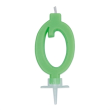 CANDELINA NUMERO 0 CERA ITALIC VERDE FLUO 7CM