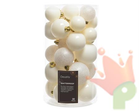 PALLINE DI NATALE BIANCO LANA 6CM 30PZ