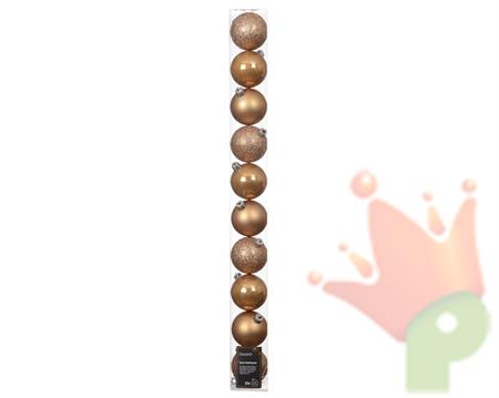 PALLINE DI NATALE CARAMELLO 6CM 10PZ
