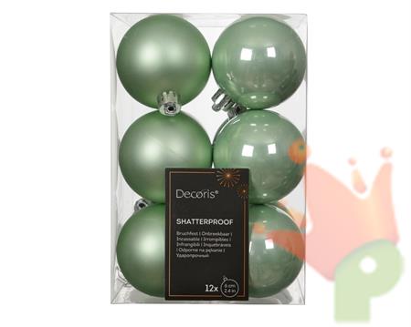 PALLINE DI NATALE VERDE MENTA 6CM 12PZ