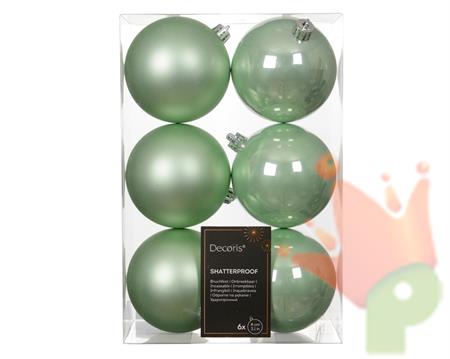 PALLINE DI NATALE VERDE MENTA 8CM 6PZ