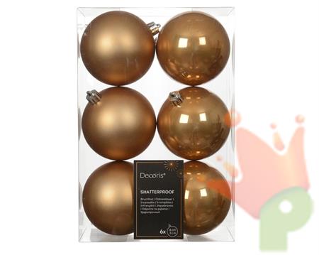 PALLINE DI NATALE CARAMELLO 8CM 6PZ