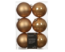 PALLINE DI NATALE CARAMELLO 8CM 6PZ