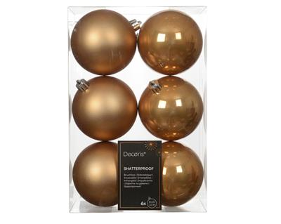 PALLINE DI NATALE CARAMELLO 8CM 6PZ