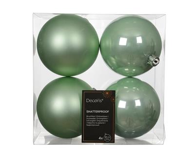 PALLINE DI NATALE VERDE MENTA 10CM 4PZ