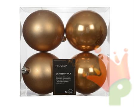 PALLINE DI NATALE CARAMELLO 10CM 4PZ